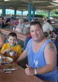 Dave Fennell and his son enjoying lunch